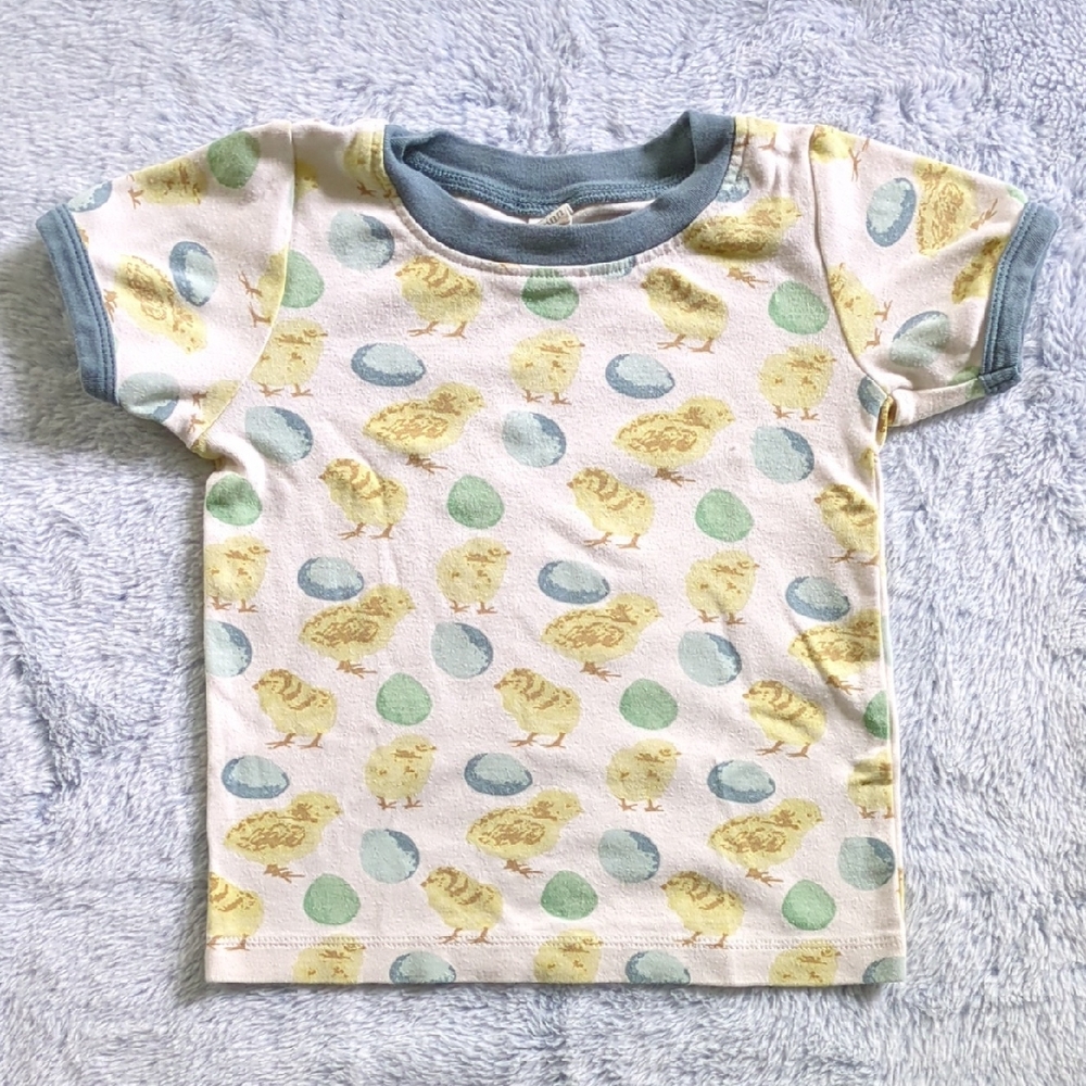 2T Kate Quinn Organics Short Sleeve Ringer Tee T-shirt Chicks Eggs Easter Cotton